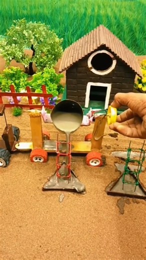 😱 Amazing Mini Tractor Making Cement Pillar | DIY Real Working Construction Machine 🚜 #shorts