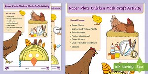 Paper Plate Chicken Mask Craft Activity