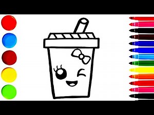 How to draw a cute drink drawing tutorial for kids step by step