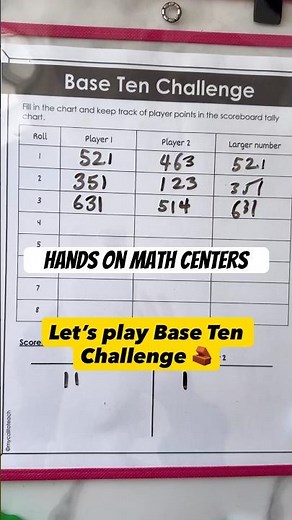 Hands on interactive math center game - base ten blocks #mathgames #mathteacher #elementaryteacher
