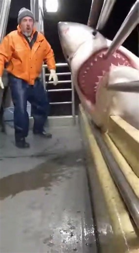 😱 Great White Shark Breaches Beside Fishing Boat and Snaps Inches From the Camera Lens
