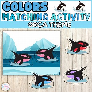 Orca color Matching Activity Antarctic shape Matching Mat Winter polar animals