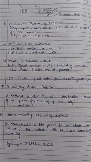 Class 10 Real numbers Formulas You Must Remember Before Exams ⚠️ #formulasheet #shortsfeed #maths