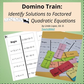 Factored Quadratic Equations Zero Product Property Match/Sort Activity 9th Grade