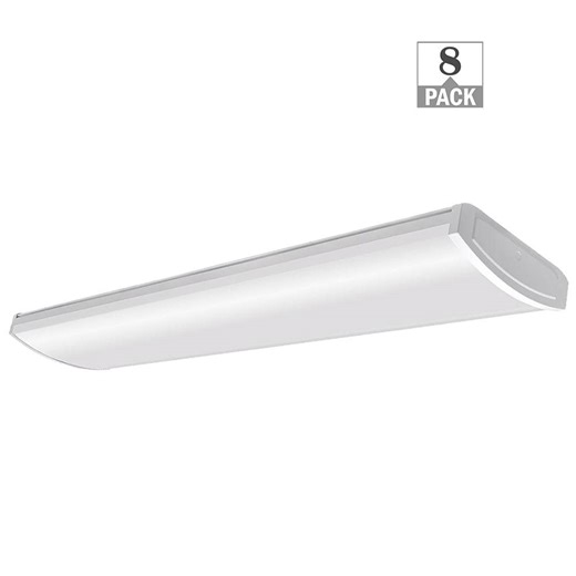 Check The Home Depot's Q&A Before Buying: Commercial Electric 8-Pack 4 ft. 96-Watt Equivalent 5200 Lumens White Integrated LED Shop Light Garage Light 120-277V 4000K Bright White