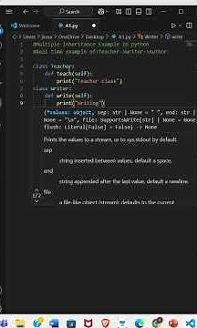 Multiple inheritance Example by creating Teacher, Writer and author class in python