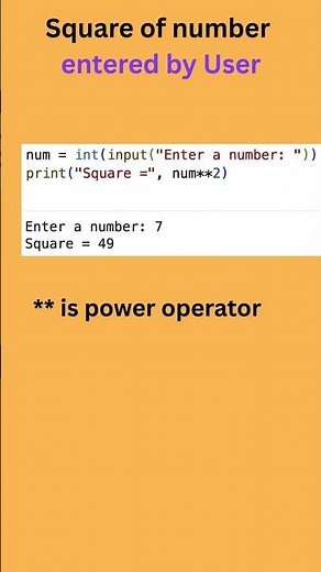 Python Program to Find Square of a Number entered by the user | Python Shorts 🚀