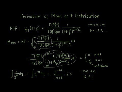 Student's t Distribution: Derivation of Mean (in English)