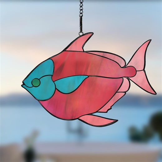 Tropical Fish Stained Glass Pattern – Vibrant Suncatcher Template (PDF, PNG, SVG, Jpeg) - Etsy