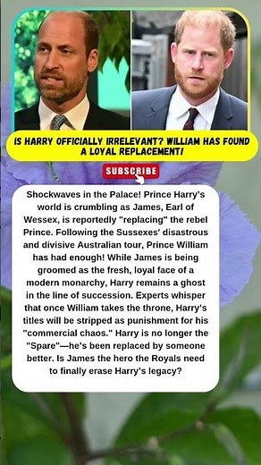 HARRY REPLACED! JAMES IS THE NEW ROYAL STAR? 👑💥 #PrinceHarry #RoyalReplacement #KingWilliam