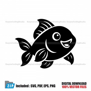 Fish Vector SVG: Cartoon Animal Illustration Design (digital Download) - Etsy UK