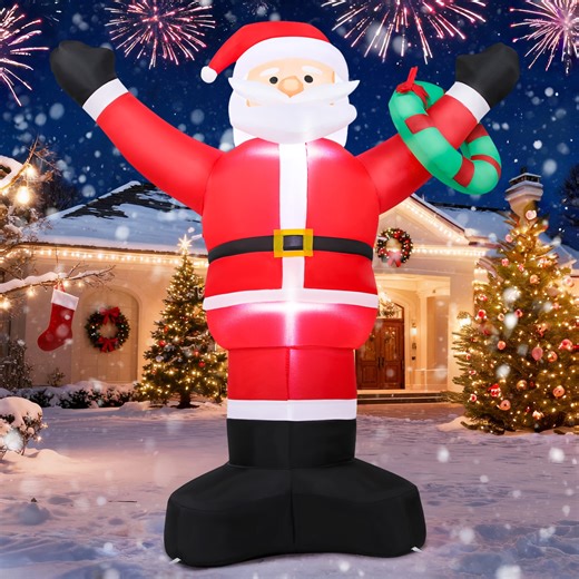 Firstness 5ft Christmas Inflatables Outdoor Decoration,Blow ups Xmas Santa Claus with LED Lights for Lawn Yard Garden