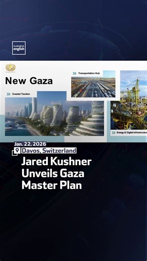 Al Arabiya English on Instagram: "Jared Kushner unveils a slideshow in Davos showing the “master plan” for the future of Gaza, with mock-ups of “New Gaza” and “New Rafah.” He asks people in the media and on social media to “just calm down for 30 days … let’s do our best to try working together. Our goal here is peace between Israel and the Palestinian people.” Read more via the link in our bio 👆"