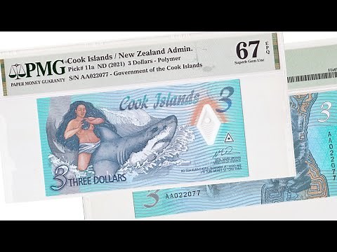 3 Dollars Polymer Banknote, Cook Islands 2021 | PMG Banknote