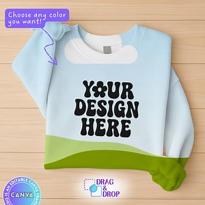 Gildan 18000 Mockup, Flat Lay Sweatshirt Mockup, Editable Canva Frame Template, Create Unlimited Sweaters Mock-up, Folded Sweatshirt Mock-up - Etsy