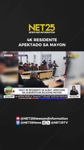 Mahigit 4,000 residente sa Albay ang apektado ng patuloy na pag-aalburoto ng Bulkang Mayon, ayon sa mga awtoridad. #NET25NewsandInformation #MataNgAgilaSaTanghali #BulkangMayon #Albay