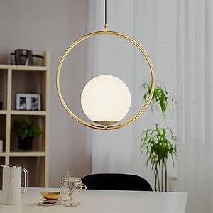 MOD LIGHTING Jewels and Pearls Globe Pendant Light (1 Pack), 12" Circular Aluminum Kitchen Island Lighting, 3000K Warm White Metal Pendant Light Fixtures for Living Room, Kitchen, Gold