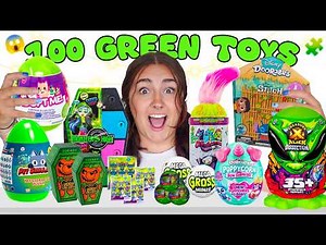 UNBOXING 100 *GREEN MYSTERY* TOYS!!😱🧩 *RARE FINDS*