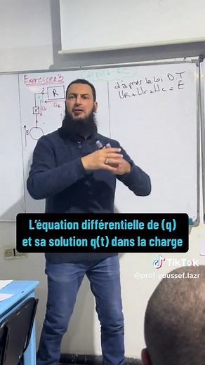L’équation différentielle vérifié par (q) et sa solution q(t). Diplôle RC.