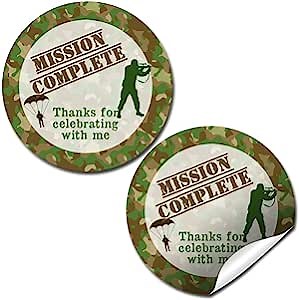Amazon.com: Mission Complete Top Secret Army Soldier Themed Thank You Sticker Labels, 40 2" Party Circle Stickers by AmandaCreation, Great for Party Favors, Envelope Seals & Goodie Bags : Home & Kitchen