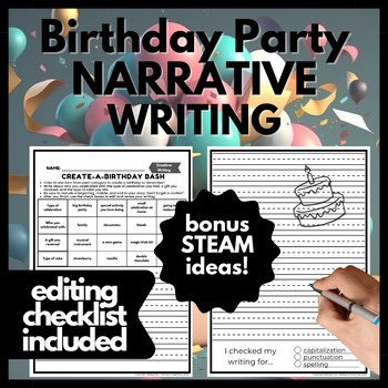 Birthday Party Story Writing Editing Activity Sub Plan 2nd 3rd 4th 5th Grade