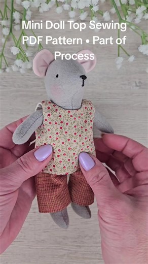 Part of the sewing process for a tiny top made for a mini mouse 🐭 I’m creating miniature doll clothes using a PDF sewing pattern and step-by-step tutorial. Designed for mini animals 16 cm (6.4 inches) — perfect for mice, bears, and other small handmade toys. Slow sewing, tiny details, and cozy handmade vibes. My inst - sofie.aurel.studio #sewingprocess #dollclothes #minidoll #pdfpattern #handmadesewing