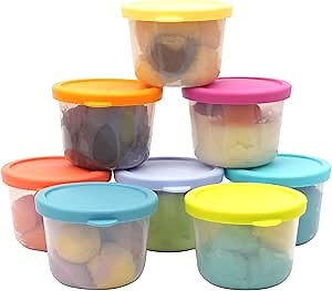 LUVCOSY 8 oz Ice Cream Containers with Silicone Lids 8 Pack, Homemade Ice Cream Containers for Sorbet and Gelato, Reusable Freezer Safe Containers, Leak-proof, Airtight, Dishwasher Microwave Safe