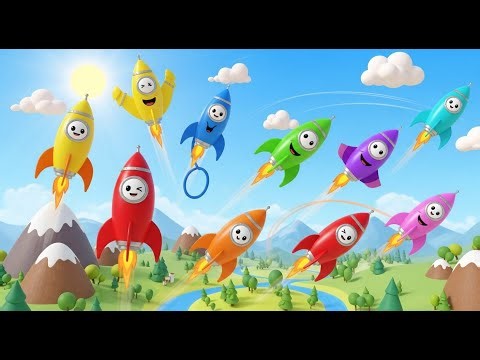 Eight Little Toy Rockets Zoom Zoom Zoom | Nursery Rhymes for Kids & Baby Songs