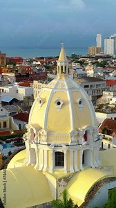 San pedro church in Cartagena in drone shot.