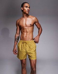 South Beach printed swimshort in olive | ASOS