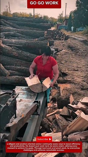 How a Heavy-Duty Log Splitter Cuts Large Wood Blocks #woodworking