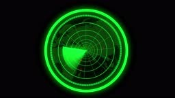 Futuristic Radar Screen Display Animation On Black Background, Radar...