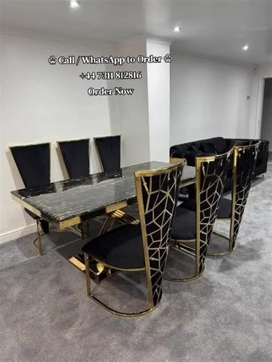 Luxury Marble Dining Table Set | UK 🇬🇧 Upgrade your dining space with a premium marble dining table & luxury chairs ✨ Modern design, strong build, perfect for UK homes. Available Sizes: 1m Square: 100cm length × 74cm height × 100cm width 1.3m Round: 130cm diameter × 74cm height 1.4m: 140cm length × 74cm height × 80cm width 1.5m: 150cm length × 74cm height × 90cm width 1.6m: 160cm length × 74cm height × 90cm width 1.8m: 180cm length × 74cm height × 90cm width Full weight with marble: 140.3kg 2m