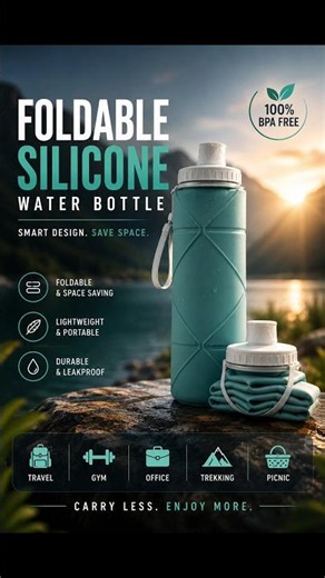 This Foldable Water Bottle Saves 80% Space! 🤯#shorts