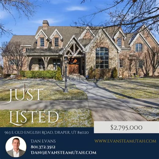 ✨ JUST LISTED | Draper Estate ✨ Nestled on one of Draper’s most coveted tree-lined streets, this remarkable estate offers timeless craftsmanship, resort-style outdoor living, and unmatched privacy on a .61-acre lot. From a 30-foot stone fireplace to a saltwater pool and serene backyard retreat, every detail has been thoughtfully designed for elevated living. 📍 Draper, Utah 💰 $2,795,000 DM us to schedule a private tour. #JustListed #TheEvansTeam #DraperUtah #LuxuryRealEstate #UtahLuxury #Estate