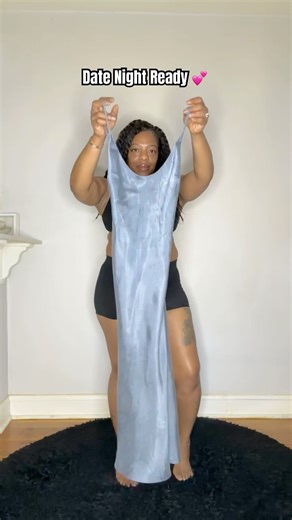 Satin Slip Dress + Strappy Heels = Perfect Date Night 💫 #DateNightOutfit #SatinSlipDress