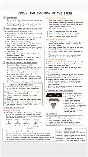 Learn about Origin of Earth - NCERT Class 11- Physical Geography Chapter 2 (complete in one page)