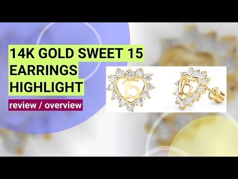 Review: 14k Real Yellow Gold Sweet 15 Stud Earrings with Secure Screw Back