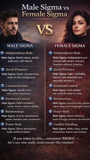 Male Sigma vs Female Sigma — The Real Personality Difference#sigma #psychology #shorts