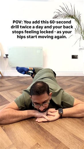 You’re not fixing your back. You’re giving your hips back the movement they’ve been missing. When hips stop rotating well, the lower back often takes over. That’s when people describe feeling locked, jammed, or stiff for no obvious reason. Research shows reduced hip rotation and extension increases load on the lumbar spine, especially in people who sit a lot or move in one plane all day (O’Sullivan et al., 2018; Reiman et al., 2023). What this 60-second drill does: • Lets the hips rotate while t