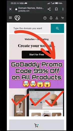🔥GoDaddy.com 99% off 🤯😱 Domain and hosting Promo Codes for Limited time #shorts #promocodes #godaddy