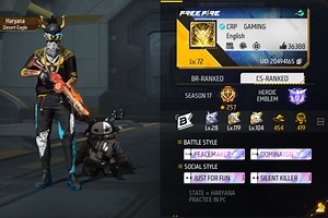 CRP Gaming’s Free Fire MAX ID, stats, K/D ratio, monthly income, and more