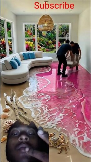 Concrete to Beach! Pink Epoxy Resin Floor Makeover #epoxy #floor #home#shorts