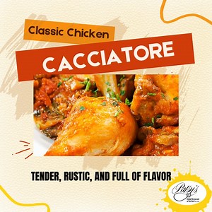 A timeless Italian favorite – our Classic Chicken Cacciatore is simmered to perfection with herbs, tomatoes, and love. #patsysitalianrestaurant #chickencacciatore #italianclassic #homestyleflavor #nycrestaurants | Patsy's Italian Restaurant