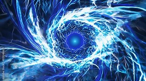 A captivating animation showcases a swirling blue vortex radiating light and energy, creating a stunning visual experience.