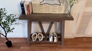 Farmhouse Console Table for Entryway - Wood Entryway Tables with Shelves, Sofa Table for Entryway, Living Room, Black