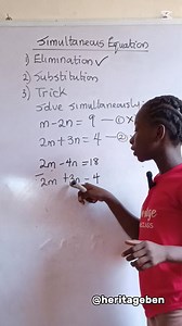73K views · 2.1K reactions | Understanding simultaneous equation using 1. Elimination method 2. Substitution method and 3. Trick | Heritage Ben | Facebook