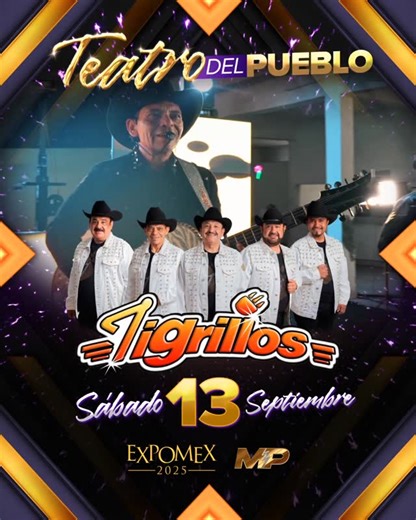 🎉✨ ¡La fiesta más grande de la música norteña llega a Expomex Nuevo Laredo 2025! Este 12 de septiembre, prepárate para cantar, bailar y disfrutar con el inigualable estilo de ¡LOS TIGRILLOS! 🐯🔥 Una noche llena de éxitos, ambiente familiar y tradición en el Teatro del Pueblo. 👉 No faltes a esta presentación especial donde la música, la alegría y el sabor de nuestra feria se viven al máximo. 📍 Expomex Nuevo Laredo 📅 Viernes 12 de septiembre 2025 🎤 LOS TIGRILLOS en vivo ¡Te esperamos para vi