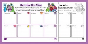 KS1 Alien Adjectives Worksheet