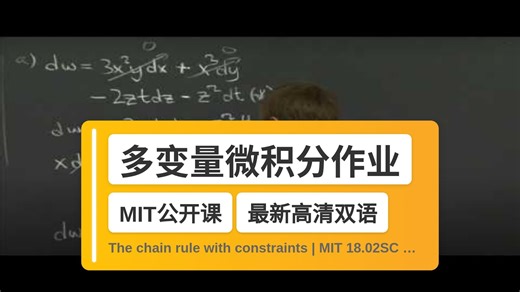 【MIT🔥最新高清双语】多变量微积分作业帮助 The chain rule with constraints | MIT 18.02SC M